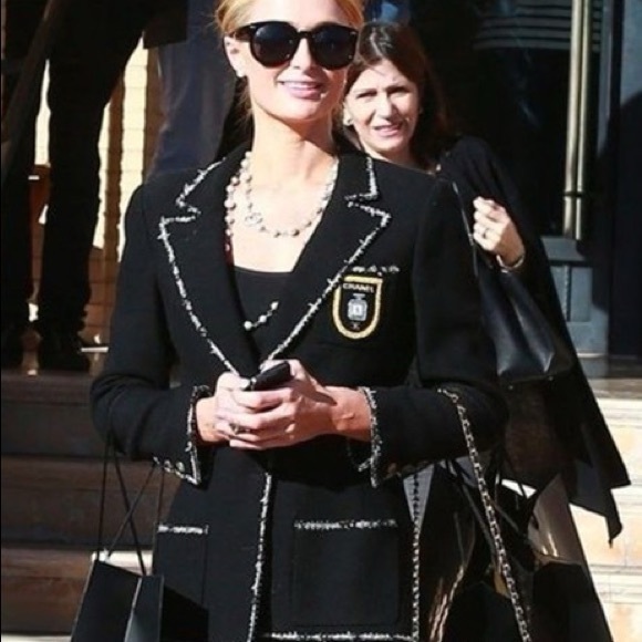 CHANEL Iconic 2005 Runway Embellished Midnight Blue Wool Blazer Vintage Jacket M - Picture 6 of 11